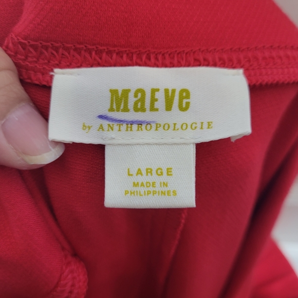 Anthropologie Maeve Tomato red knit flare with slits pull-on pants size Large - Picture 10 of 10